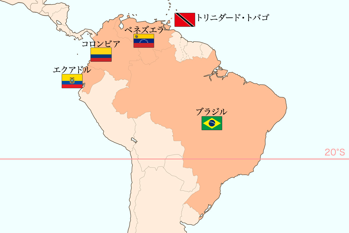 南米・カリブの地図